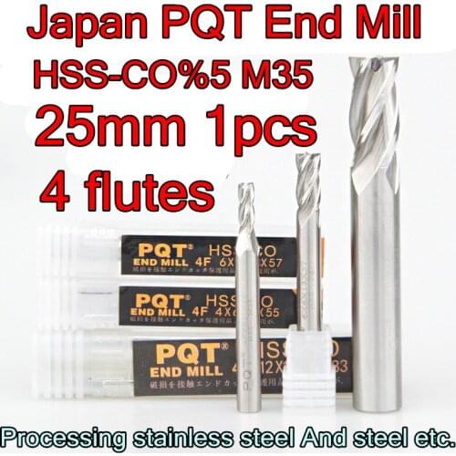 25*20*45*121mm 1pcs/set 20mm petiole 4flutes Japan PQT HSS-CO5% M35 End Mill Processing stainless steel And steel etc