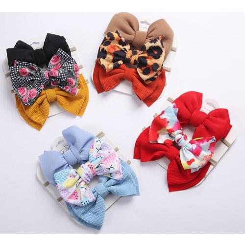 3Pcs/Set Baby Headbands For Newborn Hair Band Cute Baby Bow Flower Elastic Nylon Bow Headwear Kids Gifts Girl Hair Accessories