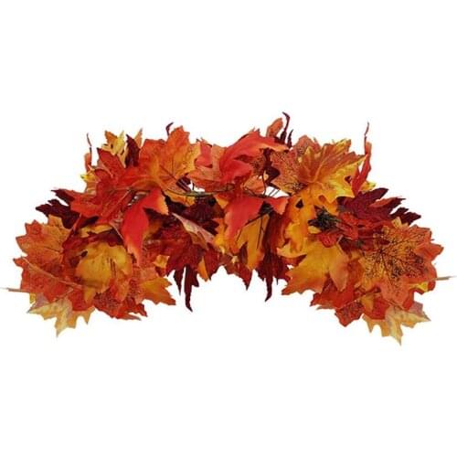 50*18cm Artificial Maple Garland Halloween Wall Hanging Maple Lintel Autumn Leaves For Halloween Party Decoration