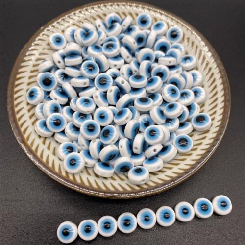 6/8/10/12/14MM White Oval Shape Beads Evil Eye Beads Resin Spacer Beads For Jewelry Making DIY Charm Bracelet Earrings Necklace