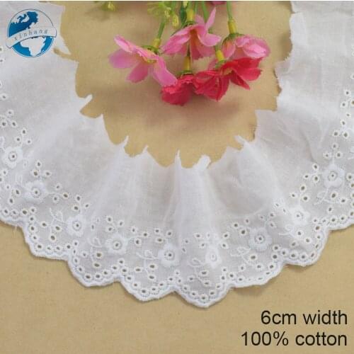 6cm wide 100% Cotton embroidery lace sewing ribbon guipure trim wedding decoration DIY dolls colthes Accessories lace #4166