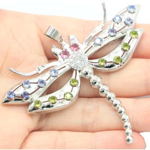 33x23mm Anniversary Round Created Hollow Rhodolite Garnet White Bright Cubic Zircon For Ladies Daily Wear Silver Pendant