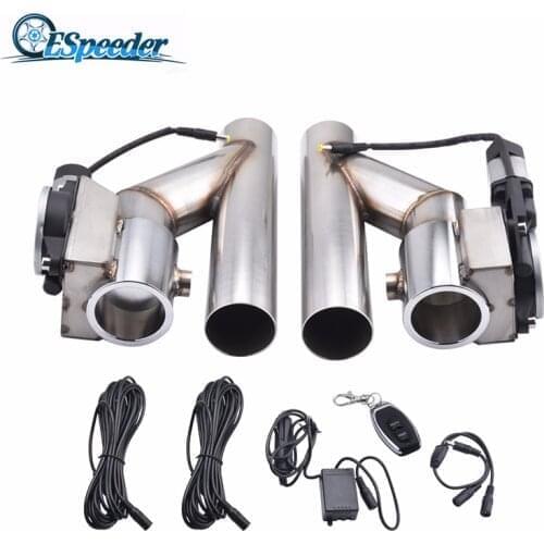 ESPEEDER 2.0'' 2.5'' 3.0'' Stainless Steel Headers Y Pipe Electric Exhaust Cutout Dual-Valve 1 In 2 Wireless Remote Control