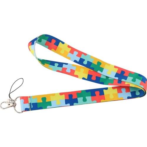 Autism Maze Awareness Keychain Lanyard For Key Chain USB ID Card Badge Holder Neck Strap Mobile Phone DIY Hang Rope Webbing
