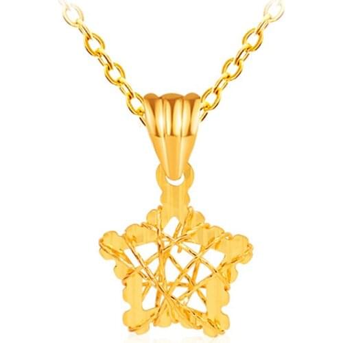 XF800 Real 18K Gold Necklace Pendant Pure AU750 Chain Hollow Romantic Five-pointed star Pendant for Women Wedding Fine Jewelry X