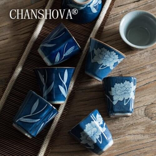 CHANSHOVA Traditional Chinese Style Crackle Ceramic Hand Painted 50ml tea cup Small Coffee Cups China Porcelain H480