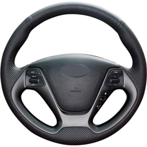 GNUPME Black Artificial Leather Steering Wheel Cover for Kia K3 2013 K3S 2014 K2 Rio 2015 2016 Ceed 2012-2017 Cerato 2013-2017