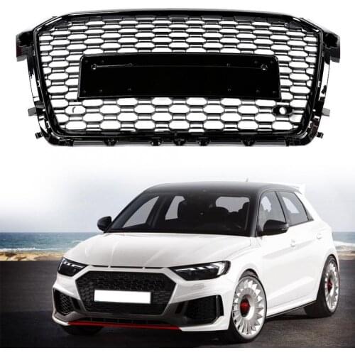 Black Car Front Bumper Grille Grill for Audi RS1 2015 2016 2017 2018 car accessories