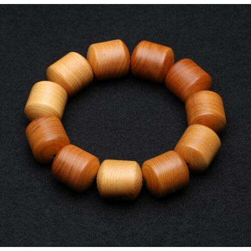 20mm Old Thuja Wood Barrel Beads Tibetan Buddhism Amulet Bracelet