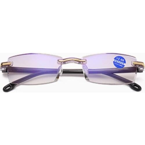 Men Anti Blue Light Reading Glasses Coating Film Lenses Cut Edge Ultralight Frameless Male Presbyopic Eyeglasses 1.0-4.0 R269