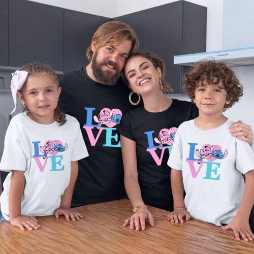 Adult Unisex Disney Family Look Outfits T Shirts Summer New Products Four Seasons Casual Black White Fashion T-Shirts Comfort