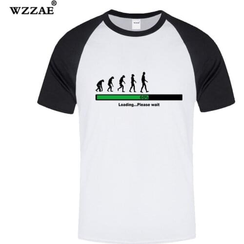 WZZAE Evolution Loading Please Wait T-shirts Men The Big Bang Theory Tee shirt Summer Cotton Creative Geek T shirts Funny Boys