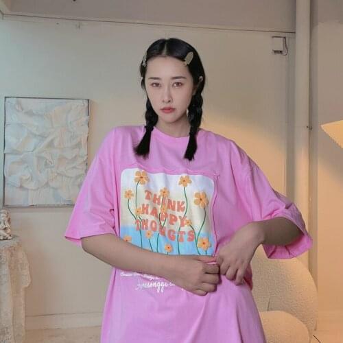 Three dimensional oil painting pasted t-shirt female summer new loose retro salt short sleeve student top fashion tees