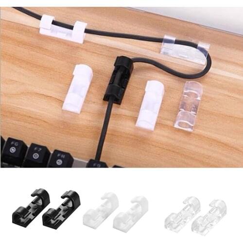 Cable Organizer Clips Cable Management Silicone Self-adhesive USB Charging Data Line Bobbin Winder Wire Manager Cord Holder