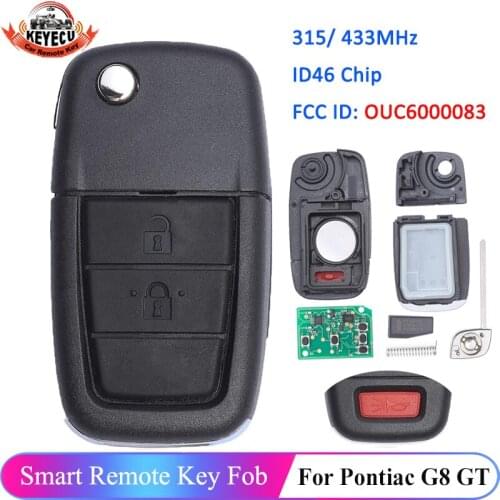 KEYECU OUC6000083 2+1 3 Button 315MHz 433MHz Flip Car Remote Key Fob CAN ID46 Chip for Pontiac G8 GT 2008 2009 2010 2011