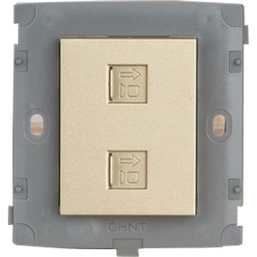 CHINT Electric Dual Computer Module NEW 2K Light Champagne Gold Network Socket Standard Grouding Hot Sale