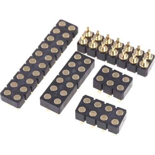 50 pcs Contact PAD 2.54 mm Pitch 4 6 8 10 12 14 16 20 Pin Female Target Pogo Pin Connector Spring DIP Dual Row Modular Header