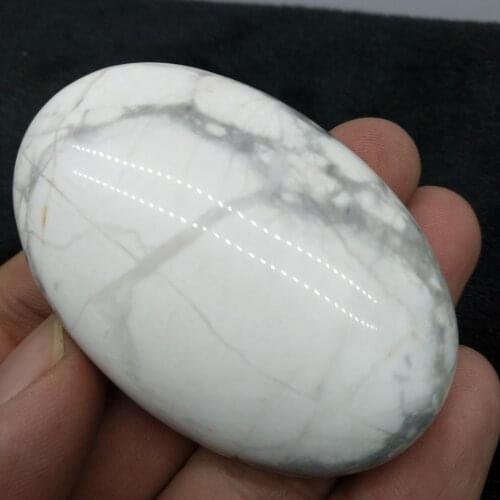 Palm Tumbled Stone white turquoise Crystal Healing Smooth Soap Shape Massage