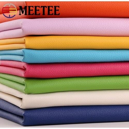Meetee 90X138cm 0.7mm Thick Litchi Synthetic Leather PU Leather Fabric Bags Sofa Home Decor Faux Leather DIY Sewing Materials