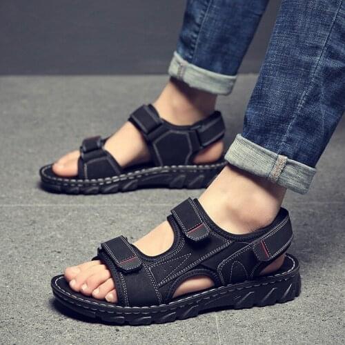 Sandals Mens 2021 Summer New Students All-match Casual Velcro Buckle Black Non-slip Beach Shoes Sapatos Para Chef