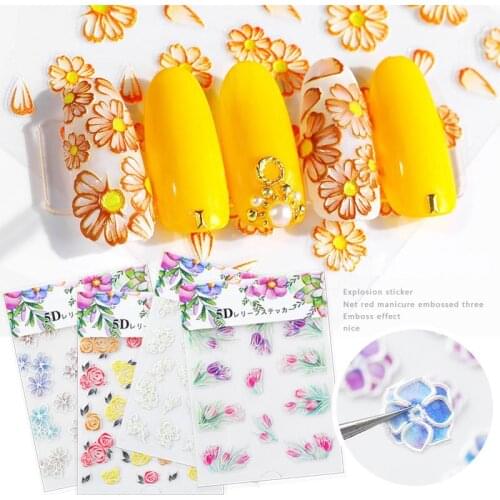 Nail stickers gel nails Art Tools All for manicure 5D Embossed Flower Accessories professionals Equipment Decoracion