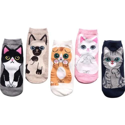 Cute Animal Japan Skarpetki Funny Socks Kawaii Cat Dog Sokken Art White Socks Women Novelty Harajuku Chaussette Femme