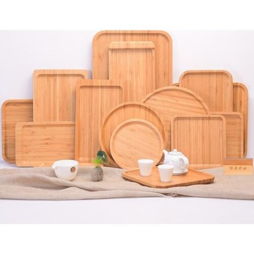 Simple Pallet Bamboo Hotel Restaurant Wood Dried Fruit Plate Household Tea Plate Rectangular Creative Solid Wood Plate