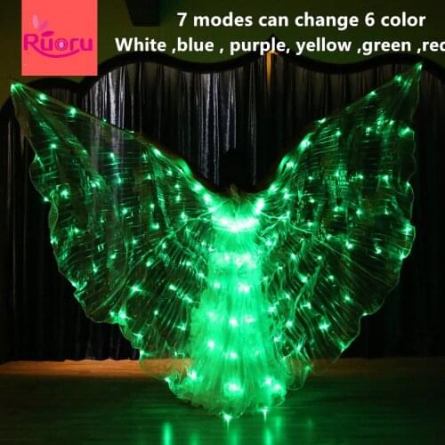 Ruoru 7 modes Belly dance led isis wings change six color Belly dance led wings stage performance props accessories 360 degree