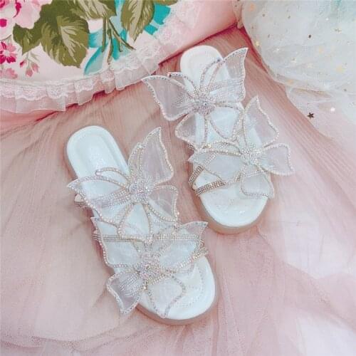 Sandals womens new summer two wear Roman thick bottoms with fashion fairy butterfly-encrusted diamond soft-soled shoes