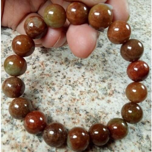 Certified Red Brown Rare Grade A Jade Jadeite 12mm Beads Bangle Elastic Bracelet AAA