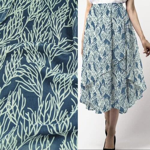 Blue and white coral design 100% silk georgette gauze fabric 140cm width,SCG470