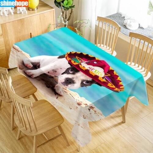 Christmas Bulldog Tablecloth 3D Oxford Fabric Rectangular Dust-proof Animals Dog Table Cover For Party Home Decor TV Covers