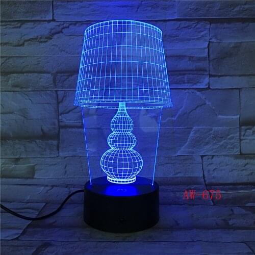 USB LED Night Light Lotus Flower 3D 7color holiday Desk Lamp Switch Lantern Touch laser para Christmas Gift Decoration AW-675