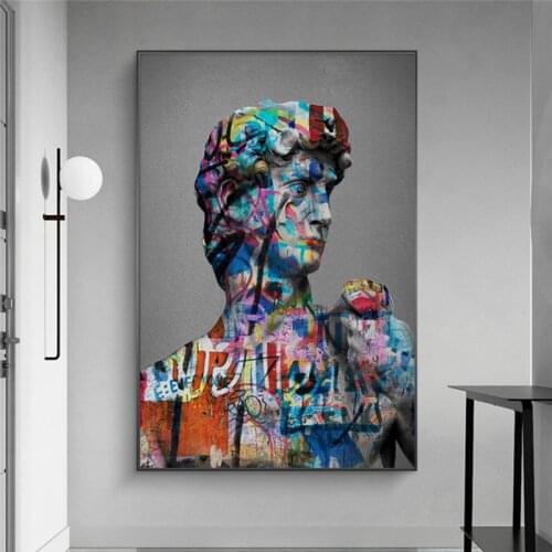 Street Graffiti David Art Canvas Painting Colorful Posters and Prints Modern Wall Art Artwork Picture for Living Room Decor