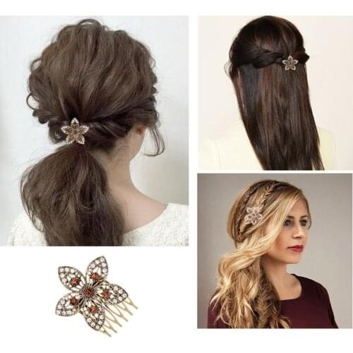 SQ vintage Hair Jewelry Star ornament comb Clip Rhinestone banquet party Hair Accessories Comb claw Bridal tiara decoration clip