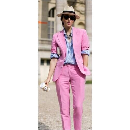 Lucky Pink Lady Women Suit Set 2020 Spring and Autumn Slim Professional 2 Piece Set Suit Womens Pantsuit Customi Made