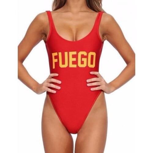 Sexy Thong Swimsuit Letter Print One Piece Swimsuit 3 Colors Women Swimwear Backless Bodysuit High Cut Bathing Suit Beachwear