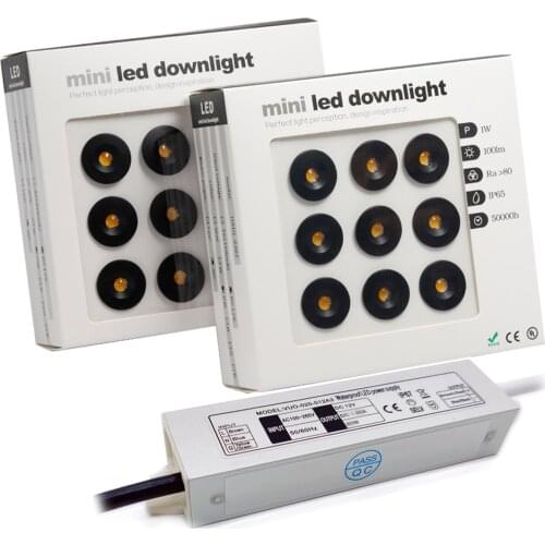 1W IP65 Downlight LED Spot Light 12V Recessed Ceiling Spotlight Cabinet Bedroom Bathroom Spotlight with AC100-265V Transformer