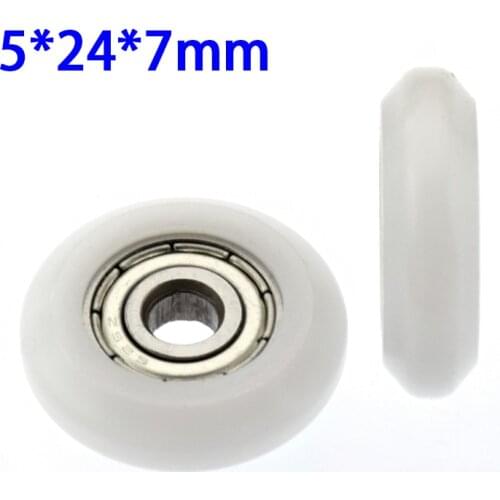 2020 profile 5*24*7mm white European standard aluminum profile V-slot pulley roller wheel 625 plastic wheels