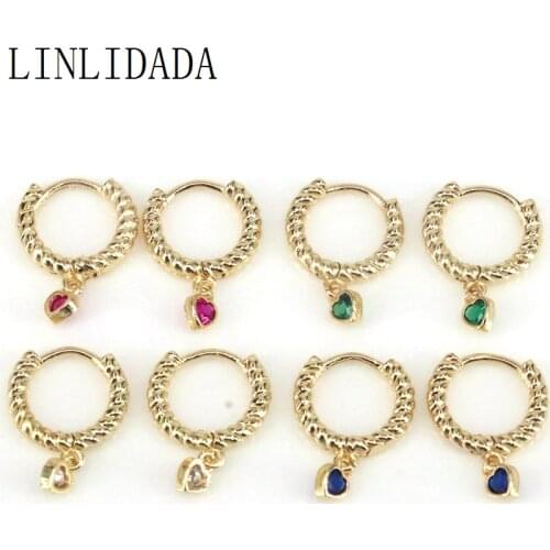 5Pairs Simple Fashion Gold Color Heart Shape Hoop, Metal Brass Hoop Earrings, Dainty Minimalist Hoops, Gift For Her