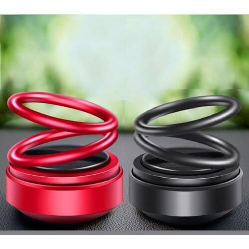 Car Aromatherapy Air Freshener Solar Double Rings Rotary Suspension Rotating Dashboard Interior Ornament Auto Diffuser Perfume