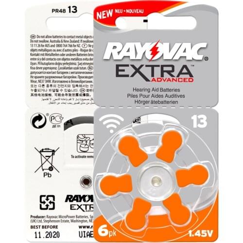 Hearing Aid Batteries 30 PCS/5 cards RAYOVAC EXTRA-A13/PR48/S13 Zinc Air batterie 1.45V Size 13 Diameter 7.9mm Thickness 5.4mm