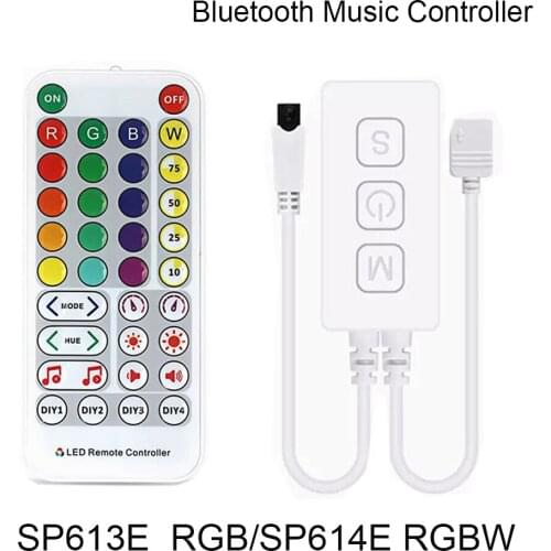 DC5-24V SP613E RGB/SP614E RGBW Bluetooth-Compatible LED Music IR Remote Control APP Dimming For 5050 2835 LED Light Strip