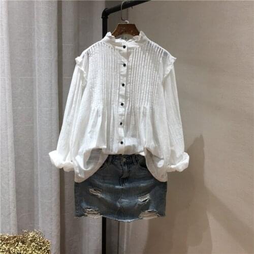 Two Sides To Wear -- Lamtrip Unique Pleated Ruffled Collar Long Sleeve Kawaii Doll Shirt Blouse Mori Girl