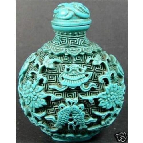 Exquisite Interesting Chinese Resin Double Fish Statues Auspicious Snuff Bottle