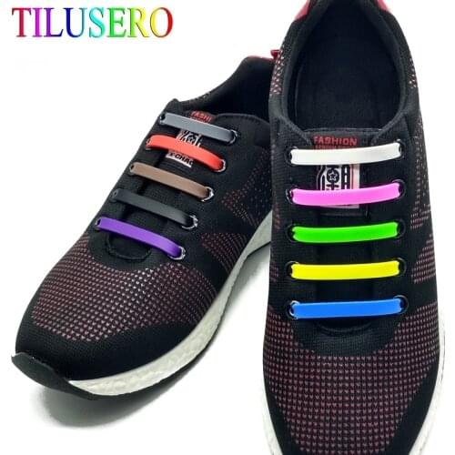 16pcs/lot New Creative Shoelaces Elastic Silicone Shoelaces For Shoes Creative Shoelace No Tie Shoe Laces