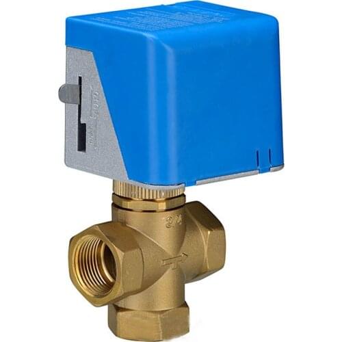 2 wires Electric Motorized Brass 3 way Ball Valve for Fan coil air conditioning DN15 DN20 DN25 DN32 AC/DC 24V 110V 220V