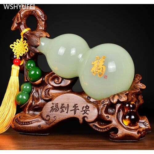 Fengshui Lucky Money Gourd Shape Liuli Modern Style Statue Home Decor Office Ornament Living Room Opening Gifts Present Crafts