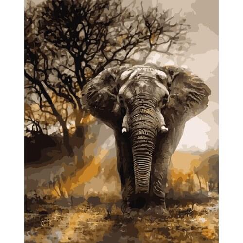 NO Frame Picture Diy 40x50 Painting By Numbers Kits Coloring By Numbers Elephant Acrylic Canvas Painting Handpainted Drawing Art