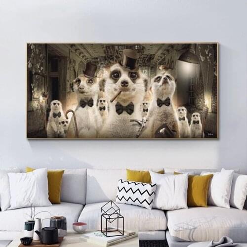 Modern Style Canvas Paintings Tableau Famille Suricate Posters and Prints Wall Art Picture for Living Room Cuadros Decoration